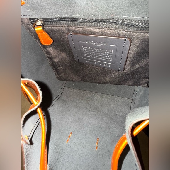 Coach Metallic Derby Backpack in tangerine orange pebbled leather main image 4